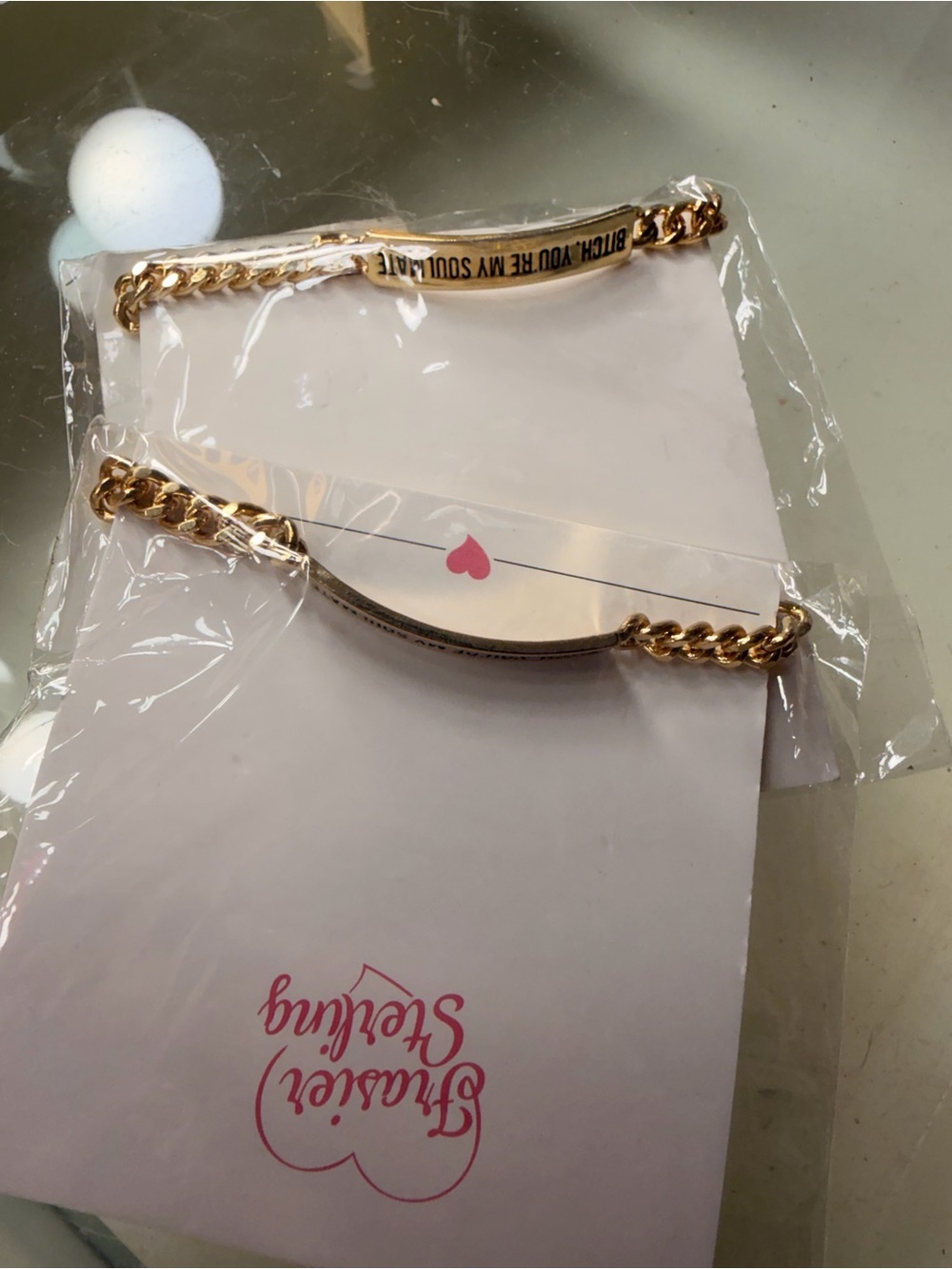 2 Gold Tone Personalized Bar Bracelet - Women Jewelry